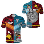(Custom Personalised) Papua New Guinea Polynesian And Fiji Tapa Together Polo Shirt - Bright Color, Custom Text And Number