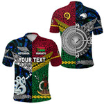 (Custom Personalised) Vanuatu And New Zealand Polo Shirt Together - Blue