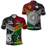 Vanuatu And New Zealand Polo Shirt Together - Black
