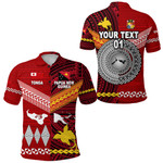 (Custom Personalised) Papua New Guinea And Tonga Polo Shirt Polynesian Together - Bright Red, Custom Text And Number