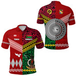 Vanuatu And Tonga Polo Shirt Polynesian Together - Bright Red