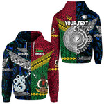 (Custom Personalised) Vanuatu And New Zealand Hoodie Together - Blue, Custom Text And Number