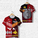 (Custom Personalised) Papua New Guinea And Tonga T Shirt Polynesian Together - Red, Custom Text And Number