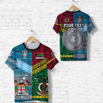 (Custom Personalised) Vanuatu And Fiji T Shirt Together - Bright Color, Custom Text And Number