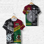 (Custom Personalised) Vanuatu And New Zealand T Shirt Together - Black, Custom Text And Number