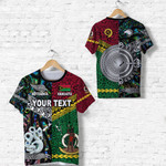 (Custom Personalised) Vanuatu And New Zealand T Shirt Together - Paua Shell