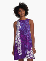 Alohawaii Clothing - Purple Polynesian Forest A Line Dress