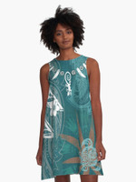 Alohawaii Clothing - Gecko Neckchain Polynesian A Line Dress