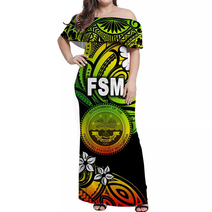 Alohawaii Dress - FSM Off Shoulder Long Dress Unique Vibes - Reggae