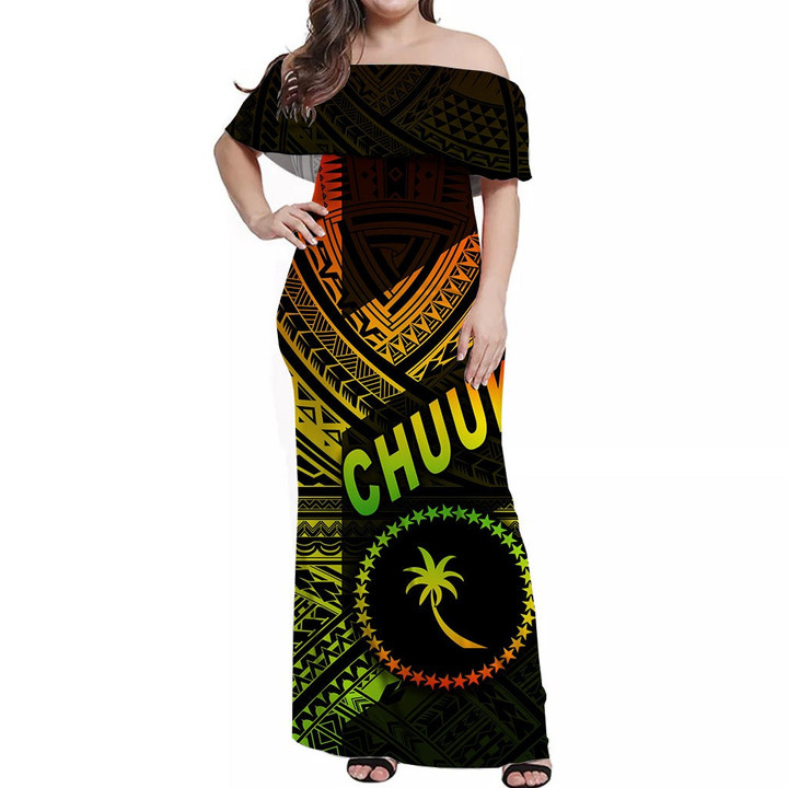 Alohawaii Dress - FSM Chuuk Off Shoulder Long Dress Original Vibes - Reggae
