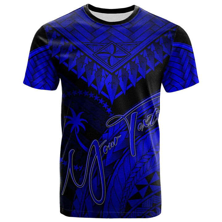Chuuk Custom Personalised T-Shirt Royal Blue- Polynesian Necklace and Lauhala
