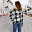 Tartan Womens Off Shoulder Sweater - MacFarlane Black & White - BN