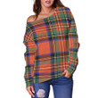 Tartan Womens Off Shoulder Sweater - Stewart Royal Ancient - BN
