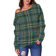 Tartan Womens Off Shoulder Sweater - Scott Green Ancient - BN