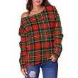Tartan Womens Off Shoulder Sweater - Stewart Royal Modern - BN