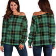 Tartan Womens Off Shoulder Sweater - Wallace Hunting Ancient