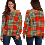 Tartan Womens Off Shoulder Sweater - Chattan