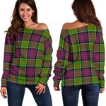 Tartan Womens Off Shoulder Sweater - MacDonald Of Clanranald