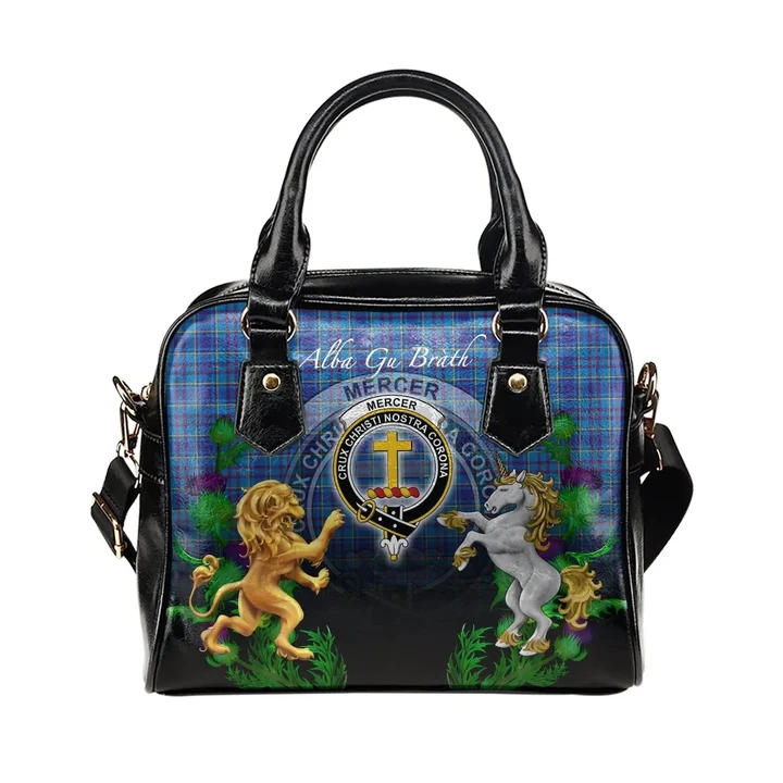 Mercer Modern Crest Tartan Lion Unicorn Thistle Shoulder Handbag