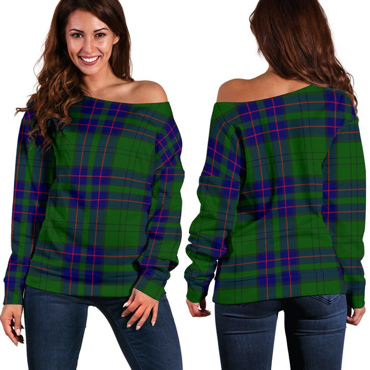 Tartan Womens Off Shoulder Sweater - Lockhart Modern