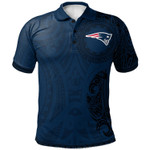 New England Patriots Football Polo Shirt -  Polynesian Tatto Circle Crest - NFL