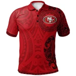 San Francisco 49Ers Football Polo Shirt -  Polynesian Tatto Circle Crest - NFL