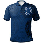 Indianapolis Colts Football Polo Shirt -  Polynesian Tatto Circle Crest - NFL