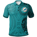 Miami Dolphins Football Polo Shirt -  Polynesian Tatto Circle Crest - NFL