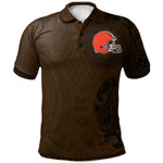 Cleveland Browns Football Polo Shirt -  Polynesian Tatto Circle Crest - NFL