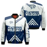 New Hampshire Wildcats Basketball Bomber Jacket  - Stripes Cross Shoulders - NCAA