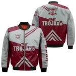 Troy Trojans Football Bomber Jacket  - Stripes Cross Shoulders - NCAA