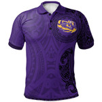 Lsu Tigers Football Polo Shirt -  Polynesian Tatto Circle Crest - NCAA