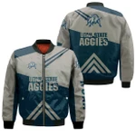 Utah State Aggies Football Bomber Jacket  - Stripes Cross Shoulders - NCAA