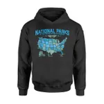 All U.S National Parks Map Road Trip Camping Hoodie