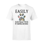 Easily Distracted By Camping And Dogs Gift For Women T Shirt