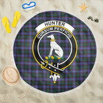 1sttheworld Blanket - Hunter Modern Clan Tartan Crest Tartan Beach Blanket A7 | 1sttheworld