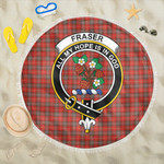 1sttheworld Blanket - Fraser Weathered Clan Tartan Crest Tartan Beach Blanket A7 | 1sttheworld