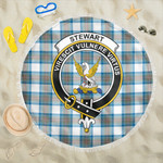 1sttheworld Blanket - Stewart Muted Blue Clan Tartan Crest Tartan Beach Blanket A7 | 1sttheworld