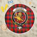 1sttheworld Blanket - Nicolson Modern Clan Tartan Crest Tartan Beach Blanket A7 | 1sttheworld
