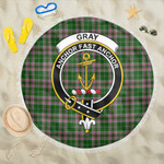 1sttheworld Blanket - Gray Hunting Clan Tartan Crest Tartan Beach Blanket A7 | 1sttheworld