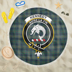 1sttheworld Blanket - Kennedy Modern Clan Tartan Crest Tartan Beach Blanket A7 | 1sttheworld