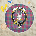 1sttheworld Blanket - Lindsay Ancient Clan Tartan Crest Tartan Beach Blanket A7 | 1sttheworld