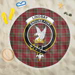 1sttheworld Blanket - Lindsay Weathered Clan Tartan Crest Tartan Beach Blanket A7 | 1sttheworld