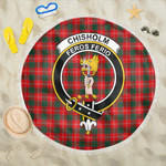 1sttheworld Blanket - Chisholm Modern Clan Tartan Crest Tartan Beach Blanket A7 | 1sttheworld