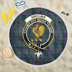 1sttheworld Blanket - Sinclair Hunting Modern Clan Tartan Crest Tartan Beach Blanket A7 | 1sttheworld