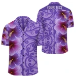 AmericansPower Shirt - (Personalized) Hibiscus Flowers Polynesian Hawaiian Shirt Purple Curtis Style