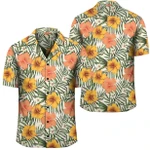 AmericansPower Shirt - Tropical Flowers Hibiscus Pink Yellow Hawaiian Shirt