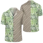 AmericansPower Shirt - Hawaii White Seamless Ethnic Pattern Monstera Leaf Lauhala Moiety Hawaiian Shirt
