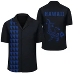 AmericansPower Shirt - Kakau Polynesian Hammerhead Shark Map Hawaii Shirt Blue