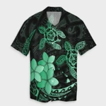 AmericansPower Shirt - Hawaii Polynesian Turtle Plumeria Hawaiian Shirt Pog Style Green